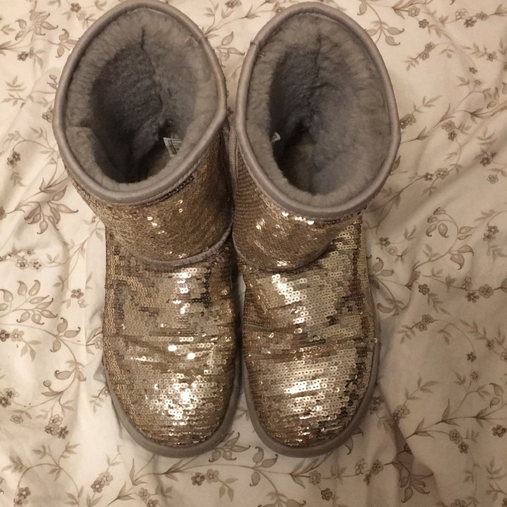 Ugg Classic Short Gold Sequined Boots
